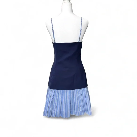 Anthropologie Navy Pinstripe Peekaboo Twofer Mini Dress NWT XL preppy Feminine - Picture 8 of 9